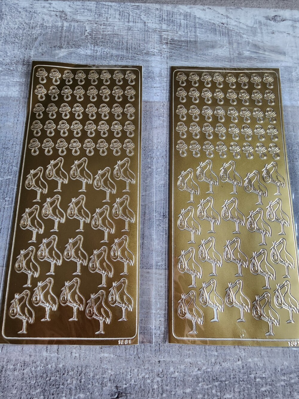 NEW Scrapbook Stickers - Stork Baby Pacifier GOLD NEW Lot of 2 Retired #34